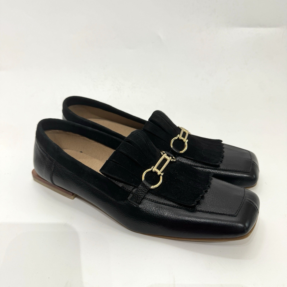 Stivali Women Leather Suede Horsebit Loafers Sz 40 US 10 Black Minimalist Luxury